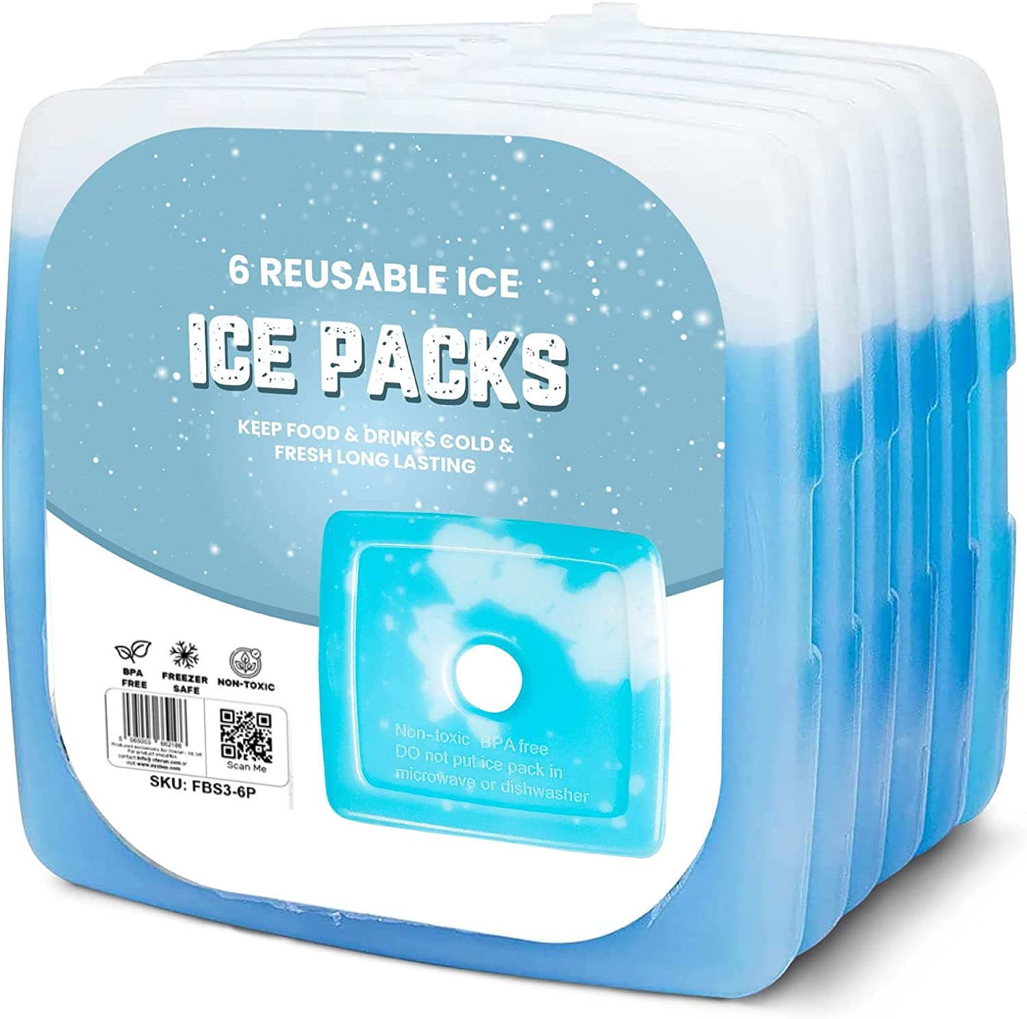 Sterun Reusable Ice Pack Slim & Lightweight Freezer Cold Packs for Lunch Boxes, Coolers & Camping | Freezer Blocks | Ice Packs For Cool Box | Ice Packs For Coolers | Ice Pack