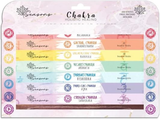 Seasons 7 Chakra Balancing Incense Sticks and Holder for Cleansing, Meditation, Sleep, Relaxation and Aromatherapy
